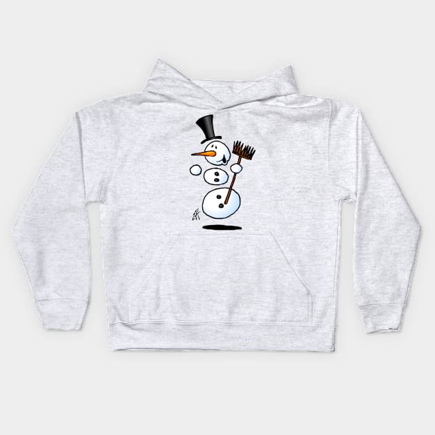 Dancing snowman Kids Hoodie by Cardvibes